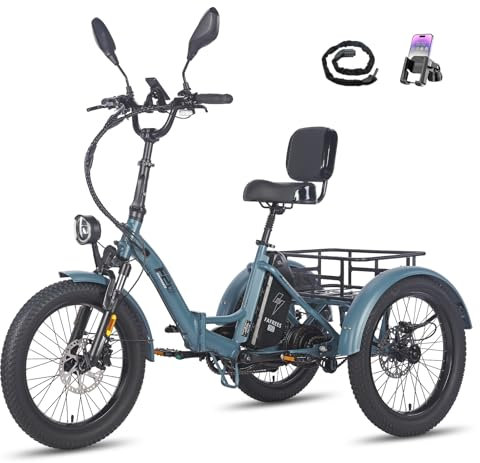 Fafrees F20 Mate Elektro Dreirad, Upgrade 2025 E-Bike 3 Rad 48V 23.45Ah Akku, E Bike Dreirad Klapprad 20 * 3.0 Zoll, Hydraulischer Bremsstarter (Vorderkorb, Blau)