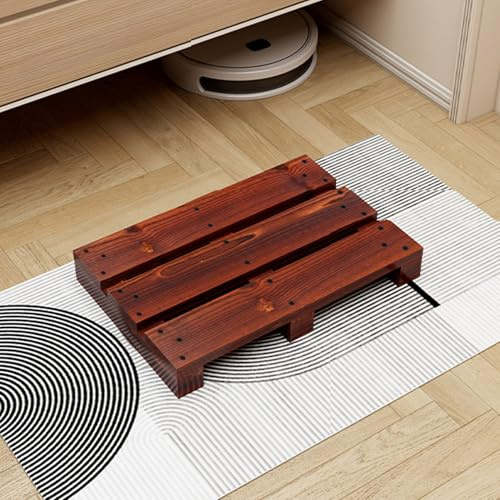 Marchepied bas en bois carbonisé pour chevet, salle de bain, cuisine et jardin, aucun assemblage nécessaire, 100 x 35 x 10 cm, design robuste et élégant