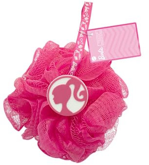 Barbie – Fiore da Doccia – Spugna Morbida Multiuso Lavabile – Accessorio Schiuma per Bagno, Shampoo, Massaggio – Per Corpo e Viso – Adatta a Pelli Sensibili – Bambina, Bambino