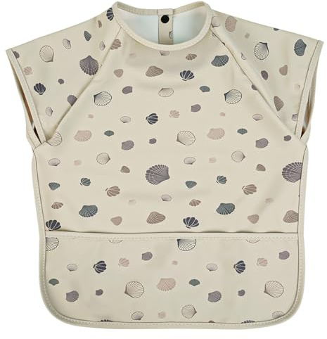 Vicloon Haklapp med korta ärmar, haklapp för babymatning, tvättbar helkroppshaklapp, babyset med uppsamlingsbricka, mätsäker, maskintvättbar och vattentät, unisex för spädbarn