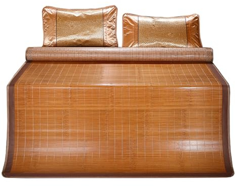 YQMHEZ Colchoneta para Bamboo Colchón, Estera de Dormir Verano, Esterillas Plegables de Doble Cara con Aire Acondicionado, Cama Enrollable Y Refrescante para Interiores, para Camas Individuales(80X190
