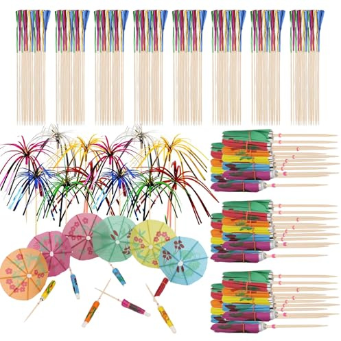 200 pièces Parapluie Cocktail Décoration Accessoire D'artifice Cocktail Bâtons pour fêtes, bars d'anniversaire, boissons, cocktails,décorations de boissons