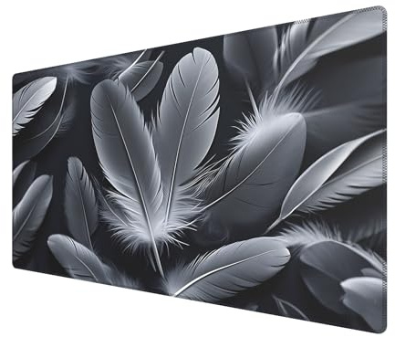 BHHB 800 x 450mm XXL Tapis Souris Gaming Grand, Large Tapis de Bureau, Desk Pad Mouse Pad, sous Main Bureau avec Base Anti-Dérapage pour Gamer, Ordinateur, PC-Plume Noire