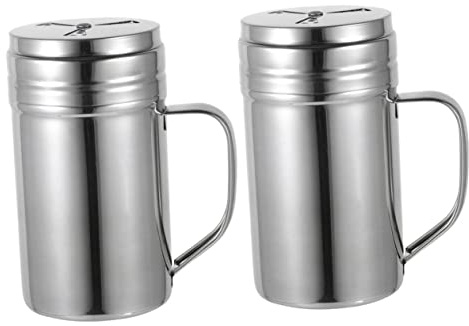 Alipis 2 piezas Saleros Pimenteros de Acero Inoxidable con Asas Saleros Cocina Modernos Resistentes y Prácticos para Almacenamiento de Especias Hogar y Restaurante