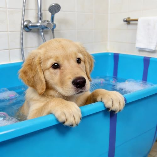 MINGYIHUI Bañera Plegable Portátil para Perros Grandes,Bañera de Plástico Grueso para Mascotas,Fácil de Guardar,Gran Capacidad, Baños,Pisos Pequeños y Acampadas(Color:Azul)