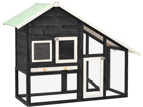 Nagerkäfig Meerschweinchen Käfig,Kaninchenstall Grau und Weiß 140x63x120 cm Tanne Massivholz,Haustierhaus für Kaninchen,Meerschweinchen,Nager