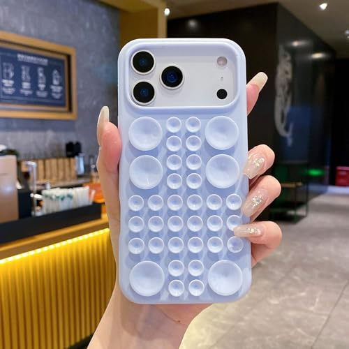 JZSMY Custodia per iPhone Custodia a ventosa di design, cover in silicone adsorbabile, morbida, antiurto, antigraffio, assorbe superfici lisce (blu, per 16 Plus)