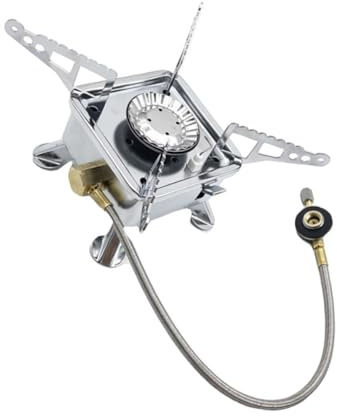 GARVALON Réchaud à Gaz de Camping Portable Mini Cuisinière Extérieure Compacte Tuyau Détachable pour Randonnée et Pique-Niques Réchaud de Camping Léger et Pratique