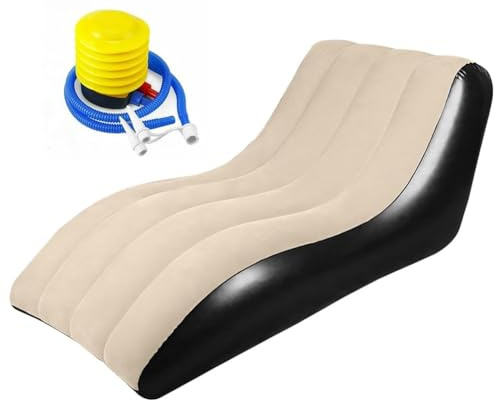 Aufblasbares Sofa, 155x86cm Aufblasbarer Sessel Wasserdichtes Luftsofa mit Luftpumpe, Tragbare & Komfortable Aufblasbare Couch Lounge-Sessel mit Beflockter Oberfläche für Wohnzimmer Outdoor Camping