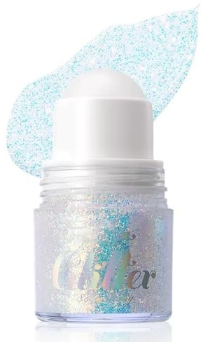 Glitzer Gel Roller Weiß – Schnell Trocknendes Body Glitter Gel mit Roll-On Applikator, Wasserfest & Langanhaltend, Kein Kleber Erforderlich, Für Gesicht, Körper, Festival, Party & Make-up