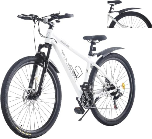 LSBIKE 24/26/27,5/29 Zoll Premium Mountainbike, 21 Gang Schaltung Erwachsene Outdoor Fahrrad, Gabelfederung, Doppel Scheibenbremsen, Verstellbarem Ergonomischen Sitz, MTB Fahrrad