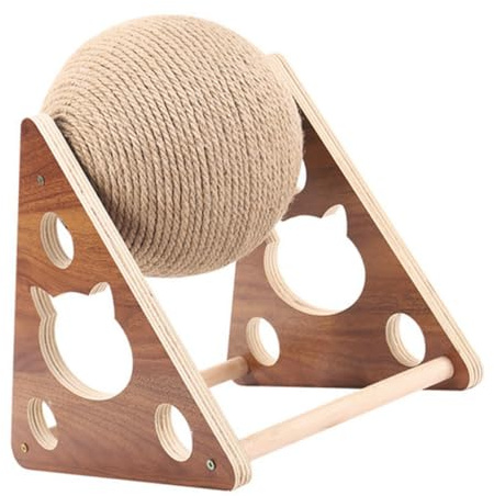 NUOBESTY Rascador para Gatos de Madera Bola para Arañar, Resistente y Diseño para Proteger Muebles y Mejorar la Experiencia Táctil