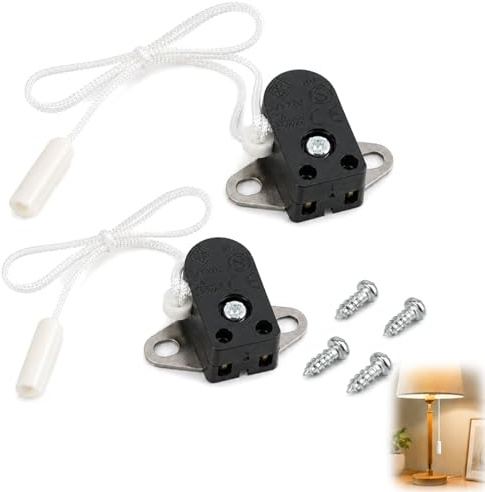 Confezione da 2 interruttori a catenella con funzione On/Off, interruttore a catenella per luce 2A 250V per applique, bagno, WC, lampada da comodino e illuminazione interna