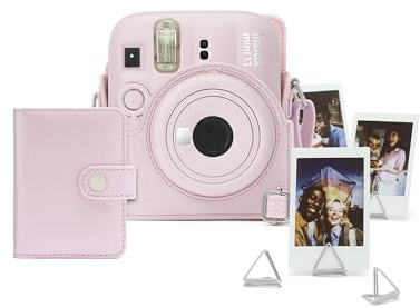 Kit d’Accessoires pour Appareil Photo instantané Instax Mini 13 Contenant Un boîtier prêt à photographier, Un Mini Album et des Clips Photo, Rose Bonbon