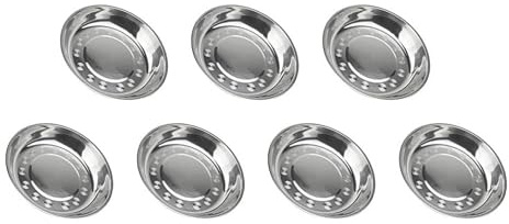 KONTONTY 7 Pièces Assiette Ronde en Acier Inoxydable Multi-usage pour Barbecue, Facile à Nettoyer, pour Salades et Snacks Lors de Fêtes Alimentaires en Extérieur