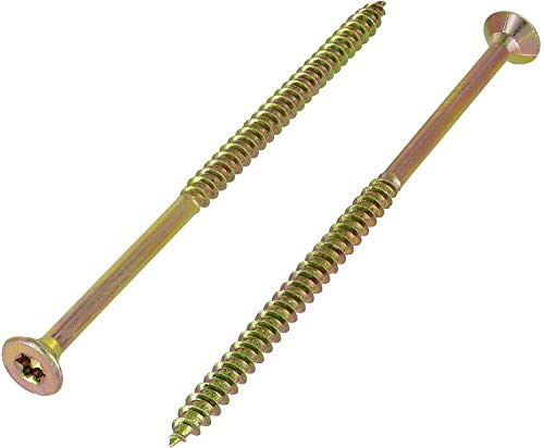 MO-Werkzeughandel 100 Stück TORX Spanplattenschrauben 6,0x180 mm Senkkopf, TX Holzschrauben, gelb verzinkt