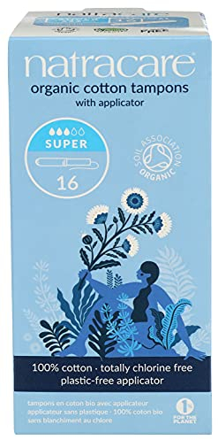 Natracare - Tampón Extra con Aplicador - Producto Natural - Ideal para Flujo Menstrual de Medio a Intenso - Sin Plásticos ni Químicos - Suave y Fácil de Colocar - Aptos para Veganos - 16 Tampones