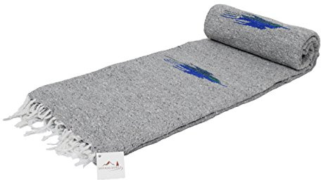 Open Road Goods Yoga Blanket - Thick Mexican Thunderbird Blanket - Handmade and Made for Yoga! (Grey)
