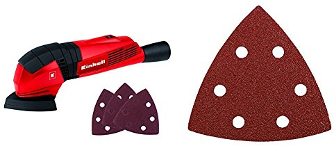Einhell Deltaschleifer TC-DS 19(190 W, 90 x 90 x 90 mm, Absaugadapter, 3x Klett-Schleifpapier P60, P80, P120) + Quick-Stick Klett-Schleifdreiecke 8x K60 6x K120 6x K180 (für Holz und Metall, 20 Stück)
