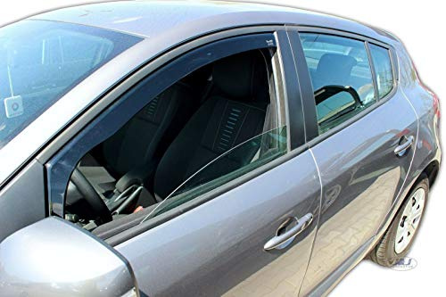 J&J AUTOMOTIVE Heko Déflecteurs d'air et de Vent pour Renault Megane 3, 5 Potres 2008-2016, Lot de 2pcs, Teintés, Avant et Arrière, Aérodynamique
