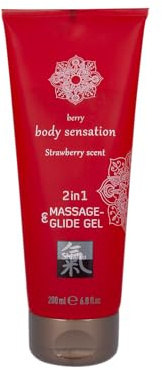SHIATSU Massageöl und Gleitmittel 2in1 Strawberry Scent, 200ml für erotische Massagen und ein perfektes Gleitgefühl