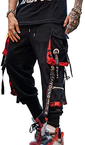 Hello MrLin Herr Techwear Byxor Hip Hop Jogger Cargo Baggy Streetwear Punk Byxor Män