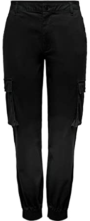 ONLY Damen Onlbetsy-alva Mw ANK Cargo Trousers PNT Hose, Schwarz, 38W / 30L EU