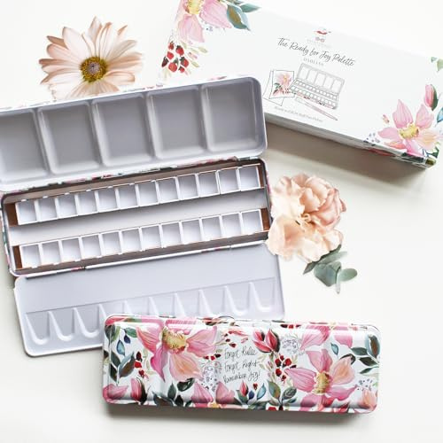 Leere Aquarellpalette, 24 halbe Pfannen (Dahlien)