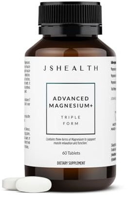 JSHealth Magnesium Supplement for Sleep. 400mg Triple-Form Glycinate, Citrate, Amino Acid Chelate. By Nutritionist Jessica Sepel (60 Tablets)