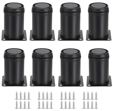SUMNACON 8 Pcs Stainless Steel Furniture Legs Cabinet Legs, Black 8cm Adjustable Sofa Feet Table Feet Replacement Supporting Leg for Worktop Breakfast Bar Desk