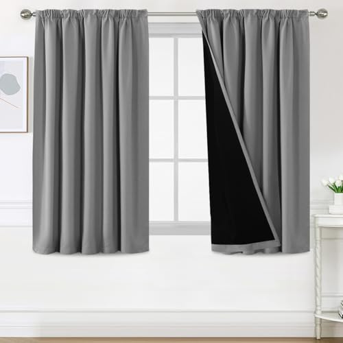 BellaHills 100% Tende Oscuranti per Interni 2 Pezzi 140L x 145A cm, Tende Camera da Letto Curtains Termica Isolante per Salotto Eleganti Moderne Tenda Fonoassorbente, Grigio