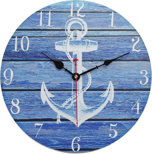 keivmlvt 13 Inch Wooden Wall Clock - Silent Non-Ticking Decorative for Kitchen and Living Room - Modern Round Wood for Bedroom or Office - Battery Operated Silent Clocks