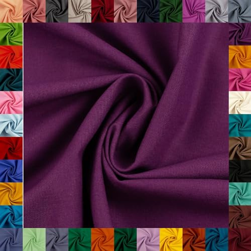 Baumwollstoff HEIDE, 100% Baumwolle, 42 Uni-Farben, Coupons (keine Meterware), ca. 150 cm breit, ca. 160 g/m², Oeko-TEX Standard 100 (lila, 0,5 m)