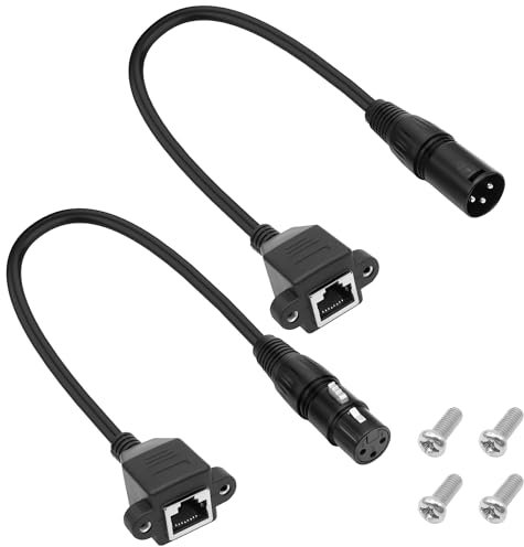 MEIRIYFA XLR 3-Pin auf RJ45 Buchse Adapter Kabel, 1 Paar XLR Stecker Buchse auf RJ45 Buchse Netzwerkverbinder Verlängerungskabel für Stage Recording Studio (0,3M)