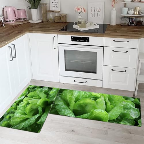 ALTCIRNMD Alfombra de Cocina,2 Piezas,Col Rizada Antideslizante,Lavable,para Cocina,Pasillo,Sala de Estar,Dormitorio,baño,40 * 60cm+40 * 120cm