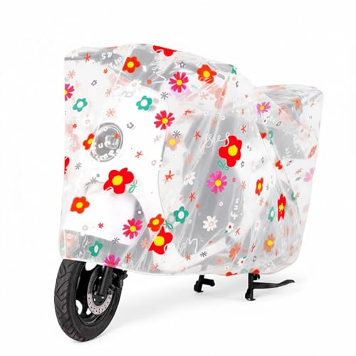 Housse de Moto Exterieur Vélo Couverture Impermeable Bache Protection Anti-Poussiere Anti-Pluie en Peva Durable avec Motif Imprime pour Usage Exterieur et Interieur (S)