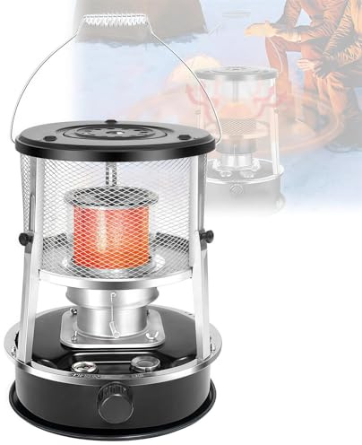 SAYEYBU Petroleumheizung, Petroleumheizungen für Innenbereich, Nicht Elektrischer, Tragbarer 2 in 1 Kocher und HeizgeräT für Camping, Garage, Zuhause und Notfalleinsatz,Schwarz,Glass Chimney