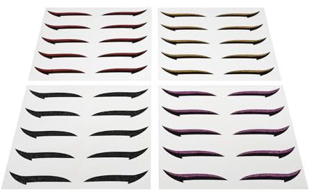 TOGEVAL Pegatinas de Maquillaje de Ojos 20 Pares de Tiras Ligeras y Fáciles de Aplicar para Delinear los Ojos en Plástico Pegamento Color Aleatorio para Uso Diario y Bodas