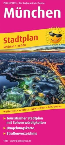 Publicpress Stadtplan München 1:18.000: Touristischer Stadtplan mit Sehenswürdigkeiten und Straßenverzeichnis. 1:18000 (Stadtplan: SP)