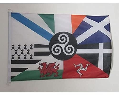 AZ FLAG - Drapeau Celtique multi - 45x30 cm - Pavillon Nautique Celte - Pays Celtes Spécial Bateau Et Extérieur En Maille Bloquée Avec Anneaux Plastiques Intégrés - 30g