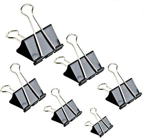 Binder Clips Paper Clamp for Paper-130 Pcs Clips Paper Binder Assorted Sizes (Black)