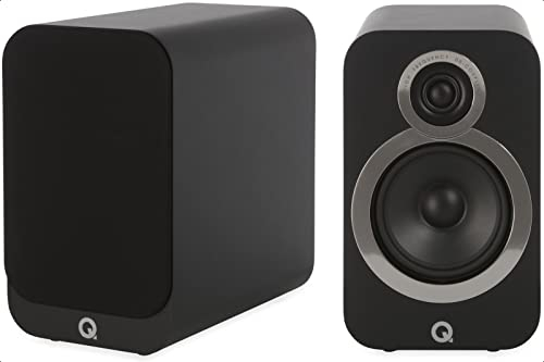 Q ACOUSTICS 3020i Bookshelf Speakers Pair Carbon Black - Featuring 2-way Reflex Enclosure Type, 125mm (5) Bass Driver, and 22mm (0.9) Tweeter - Stereo Speakers Hifi/Passive Speakers