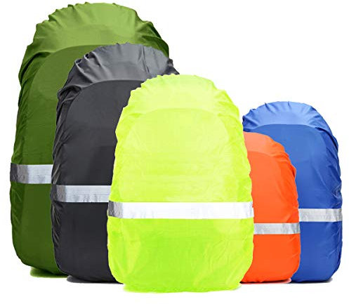 Frelaxy Hi-Visibility Rucksackabdeckung mit Reflektorstreifen, 100% wasserdicht, ultraleichter Rucksack, Regenschutz, Anti-Rutsch-Schnalle, Neon Green with Reflective Strip, L (For 35L-50L backpack)