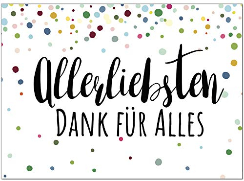 10 x Dankeskarten mit Umschlag - Konfetti bunt schlicht edel und schön - Danksagungskarten, Danke sagen, nach Hochzeit, Geburt, Baby, Taufe, Geburtstag, Kommunion, Konfirmation, Jugendweihe