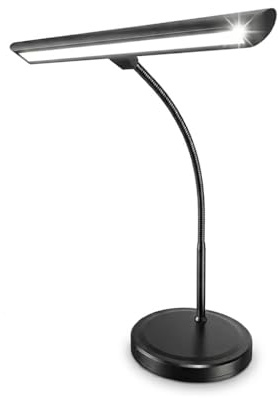 Infitronic - LED Klavierleuchte mit Touch-Dimmer & USB-Ladefunktion – Schwanenhalslampe für Klavier, Flügel & E-Piano – Warmweiß 3000K, Stufenlos Dimmbar, Inkl. 12V Netzteil, 295mm Breit – Schwarz