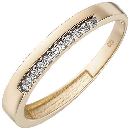 Jobo Damen-Ring aus 8 Karat 333 Gold Bicolor mit 11 Zirkonia Größe 56