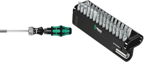 Wera Kraftform Kompakt 27 RA 1 SB Ratcheting Screwdriver & Bits & Bit-Check 30 Metal 1 General bit Set for Drill/Drivers, Metal Jointing, PZ,PH,Hex-Plus,TX 30 Piece