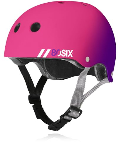 80Six Dual Certified Kids Skate Helmet for Boys/Girls Ages 5 to 14+ Triple Comfort & Protection - Perfect for Roller Skates, Bike, Scooter, BMX, Skateboard, Bike Helmet (Pink Purple Fade, Age 14+)