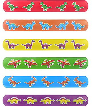 HENBRANDT 6x Dinosaur Snap Bracelets for Kids Party Bag Fillers Slap Bracelet Snap Band Boys and Girls Bracelets Wristbands