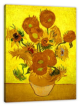 ZHONGYUTONG Van Gogh-Gemälde Wandbild mit Rahmen Sonnenblumen-Kunstdruck auf Leinwand Berühmtes Poster für Wohnzimmerdekoration (30x45cm)